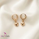 گوشواره زنانه ژوپینگ طرح قلب طلایی رنگ